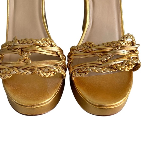 Anne Klein New York Cork and  Gold Braided Women's Sandals Sz 10 - Picture 7 of 11